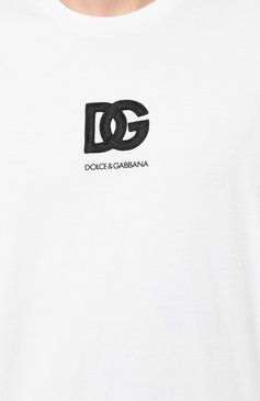 Мужская хлопковая футболка DOLCE & GABBANA белого цвета, арт. G8PN9Z/G7M2F | Фото 5 (Принт: Без принта; Рукава: Короткие; Длина (для топов): Стандартные; Материал сплава: Проставлено; Материал внешний: Хлопок; Стили: Спорт-шик; Драгоценные камни: Проставлено)