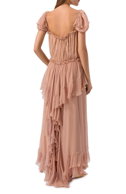 Шелковое платье Chloé CH26SR008001 Бежевый  CH26SR008001 Фото 3