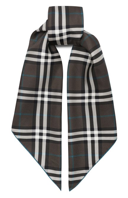 Женский шелковый платок BURBERRY темно-коричневого цвета, арт. 8090752 | Фото 1 (Материал: Шелк, Текстиль; Нос: Не проставлено; Материал сплава: Проставлено)