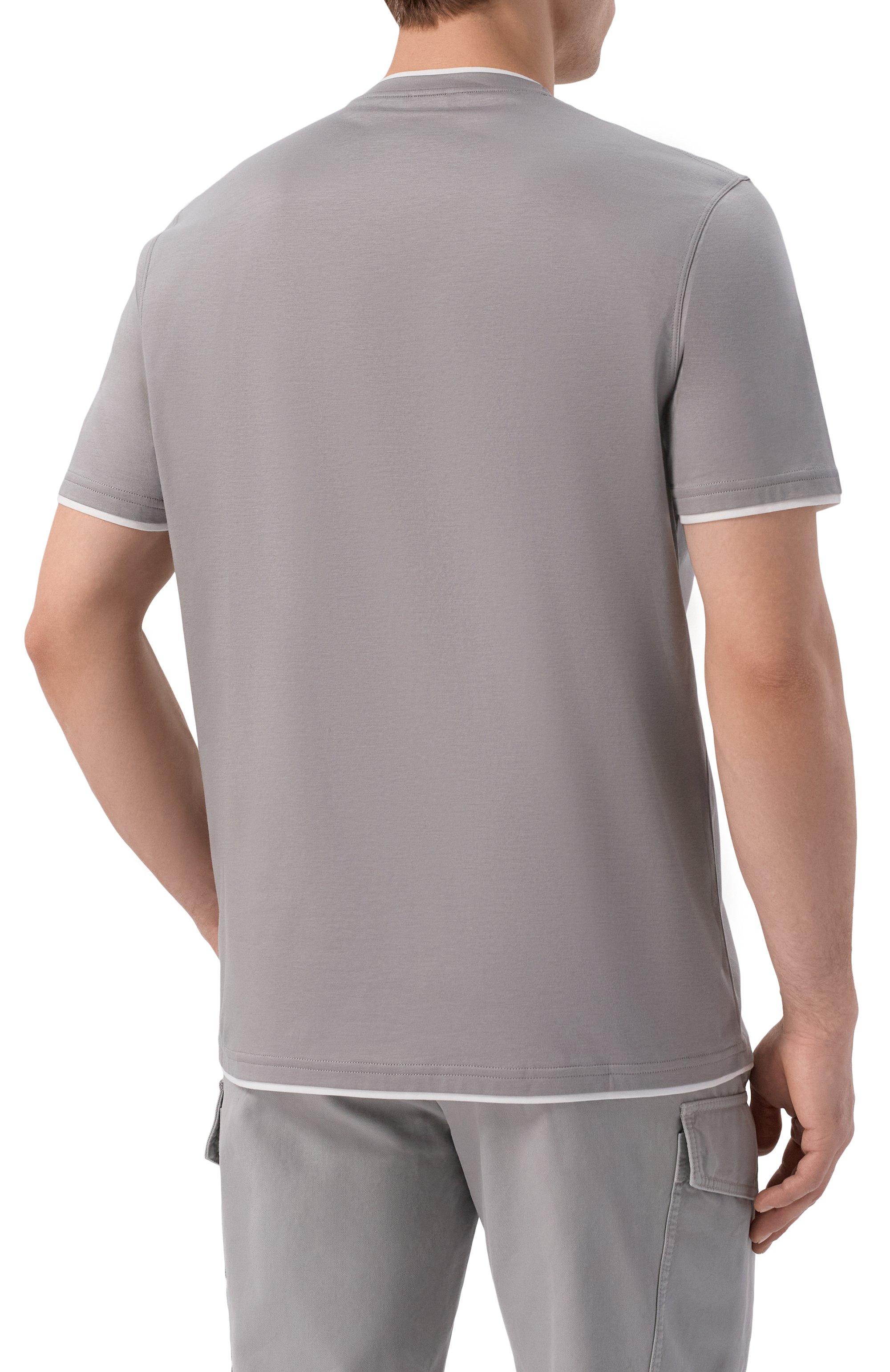 Хлопковая футболка KITON серого цвета по цене 114500 руб., арт. UMK0970, фото 4 Хлопковая футболка KITON, арт. UMK0970, фото 4