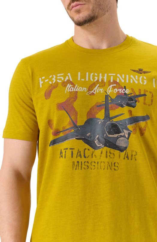 Хлопковая футболка Aeronautica Militare TS2472UJ00708 Жёлтый  TS2472UJ00708 Фото 5