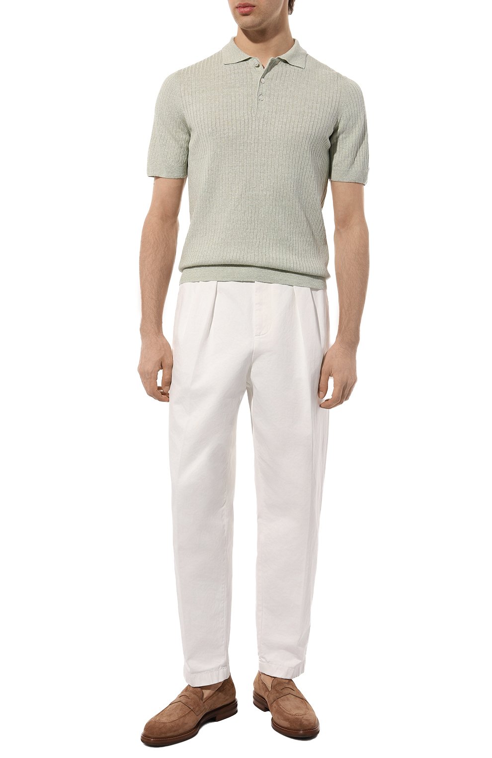 Поло изо льна и хлопка GRAN SASSO светло-зеленого цвета по цене 25600 руб., арт. 57118/18641, фото 2 Поло изо льна и хлопка GRAN SASSO, арт. 57118/18641, фото 2