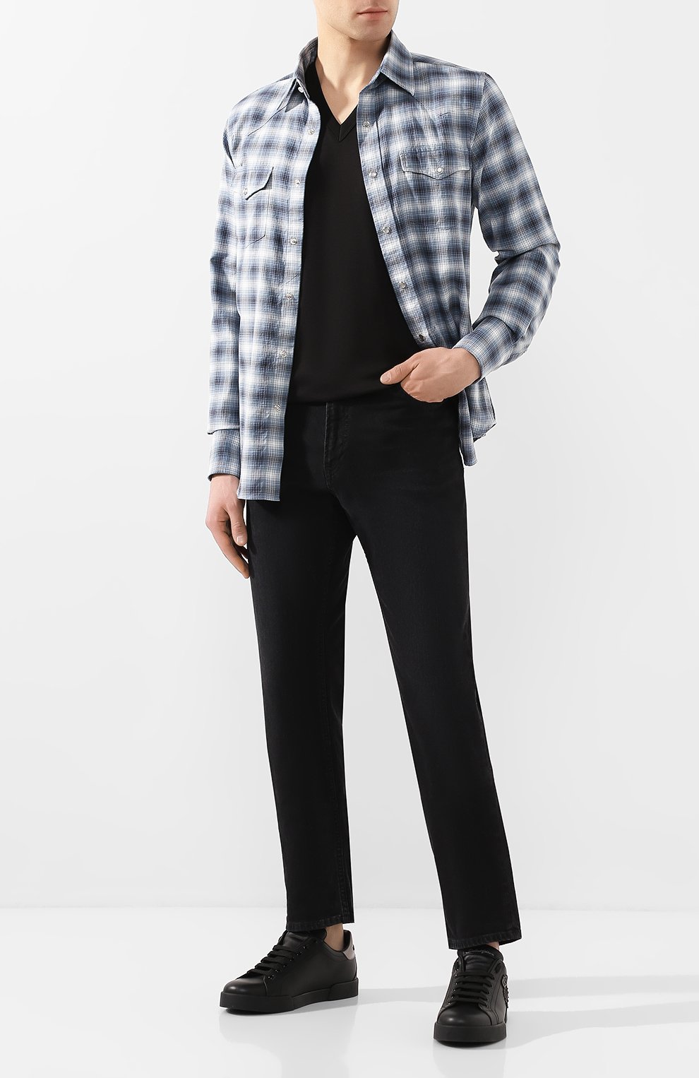 Кожаные кеды portofino с отделкой DOLCE & GABBANA, арт. CS1538/AH164, фото 2