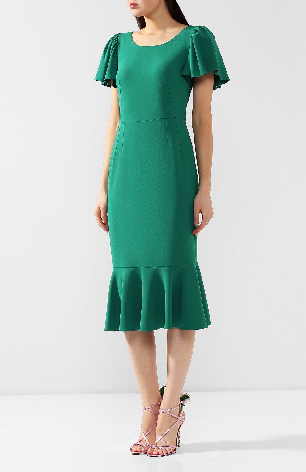 Платье DOLCE & GABBANA зеленого цвета по цене 185500 руб., арт. F6E3HT/FURDV, фото 3 Платье DOLCE & GABBANA, арт. F6E3HT/FURDV, фото 3