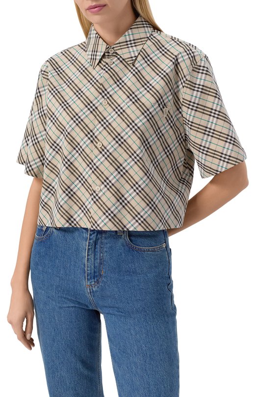 Хлопковая рубашка Burberry 8101121 Бежевый  8101121 Фото 3