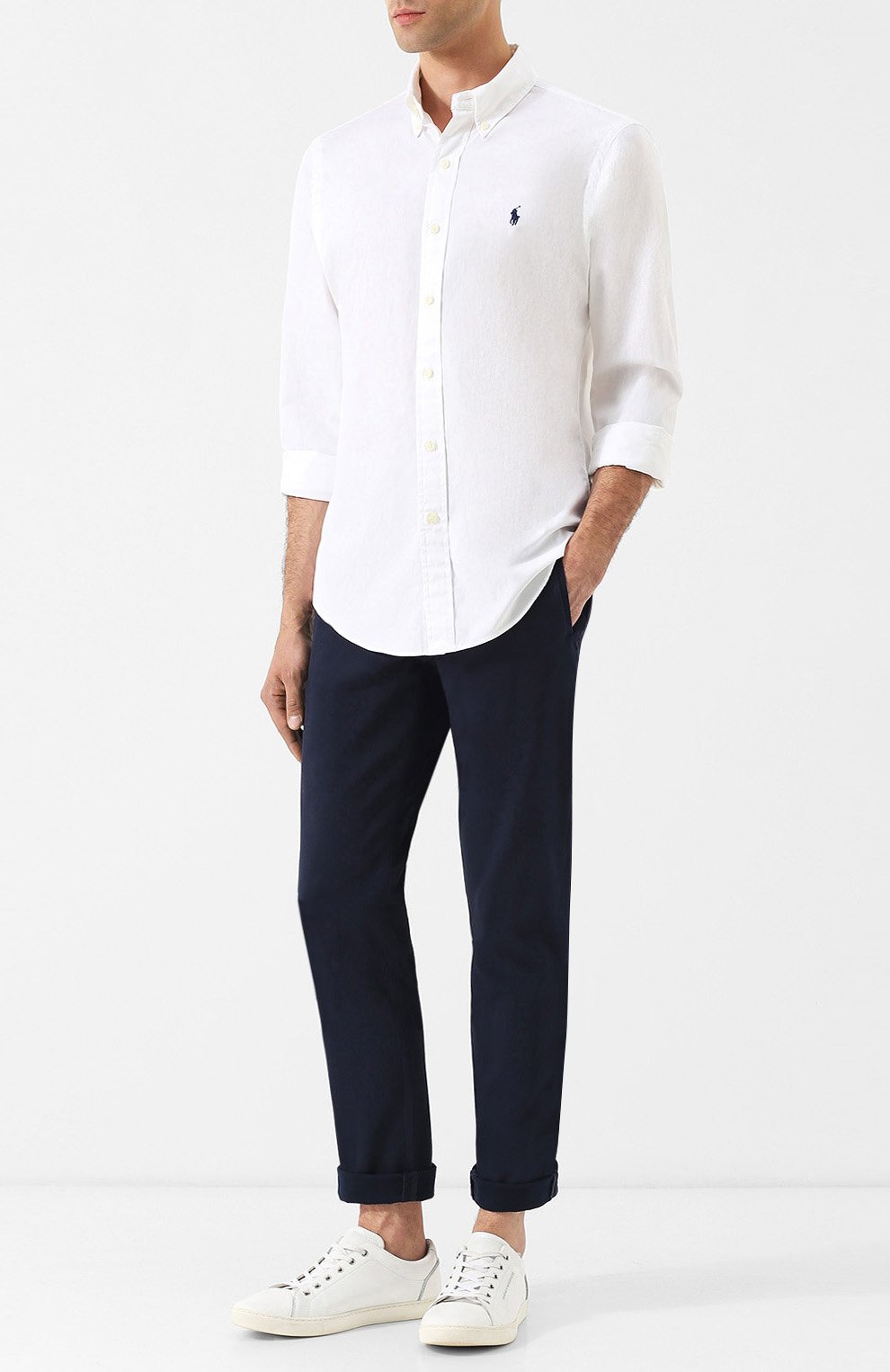 Хлопковая рубашка с воротником button down POLO RALPH LAUREN, арт. 710710553, фото 2