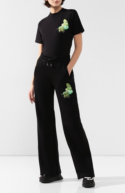 Хлопковые брюки OFF-WHITE черного цвета по цене 46750 руб., арт. 0WCH005F19F300501000, фото 2 Хлопковые брюки OFF-WHITE, арт. 0WCH005F19F300501000, фото 2