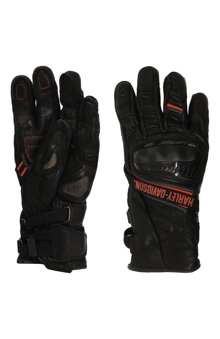 Мужские кожаные перчатки HARLEY-DAVIDSON черного цвета, арт. 98182-21VM | Фото 2 (Мужское Кросс-КТ: Кожа и замша; Нос: Не проставлено; Материал: Натуральная кожа)