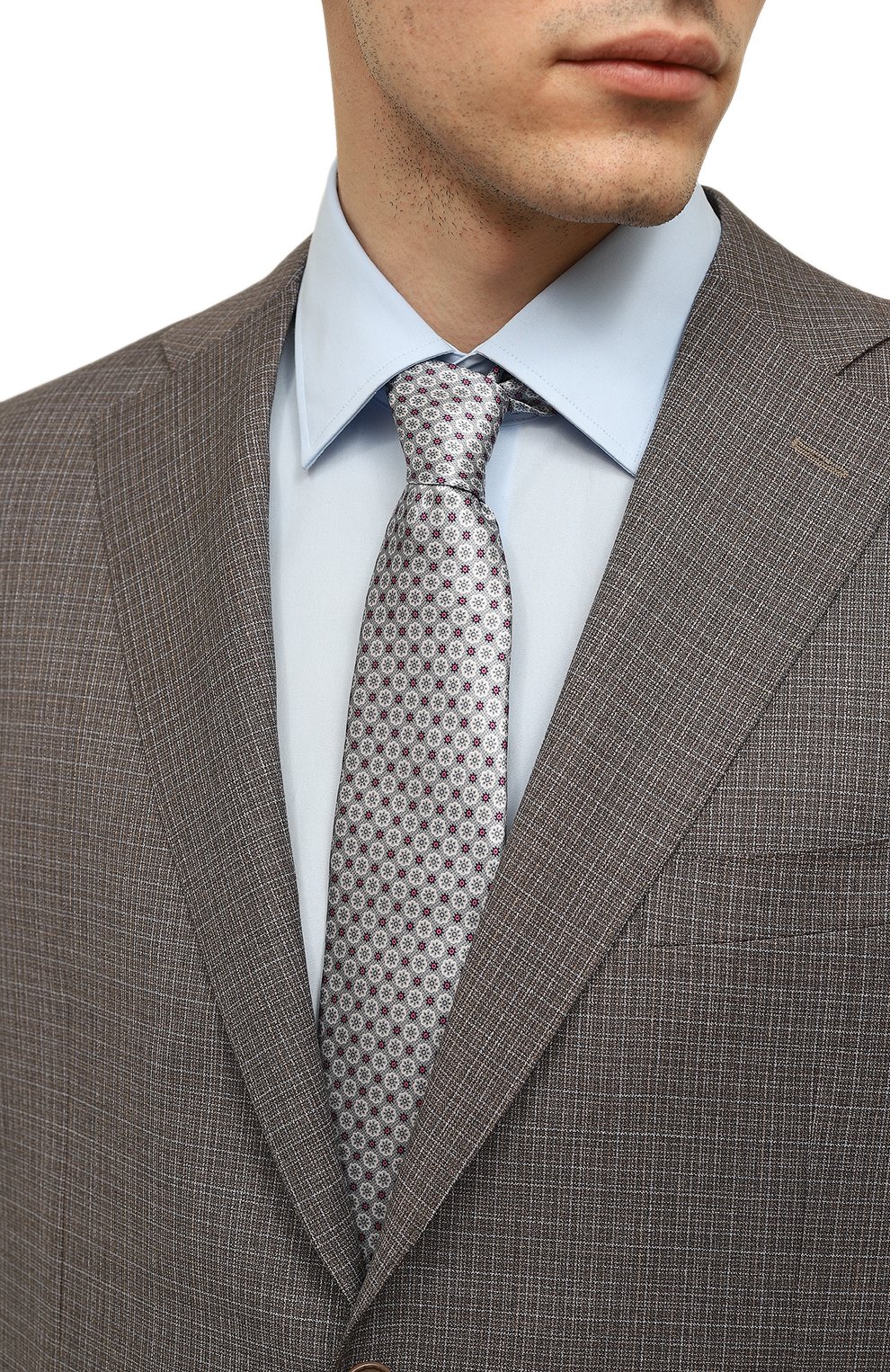 Шелковый галстук CANALI серого цвета по цене 22100 руб., арт. 18/HS03693, фото 2 Шелковый галстук CANALI, арт. 18/HS03693, фото 2