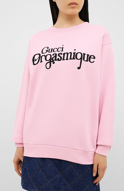 Хлопковый свитшот GUCCI розового цвета по цене 67300 руб., арт. 617964/XJCK0, фото 3 Хлопковый свитшот GUCCI, арт. 617964/XJCK0, фото 3