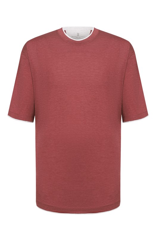 Футболка из шелка и хлопка Brunello Cucinelli MR8337427 Бордовый MR8337427