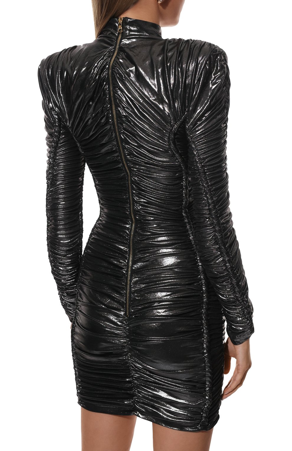 Платье из вискозы BALMAIN черного цвета по цене 478000 руб., арт. XF1R9940/JB69, фото 4 Платье из вискозы BALMAIN, арт. XF1R9940/JB69, фото 4