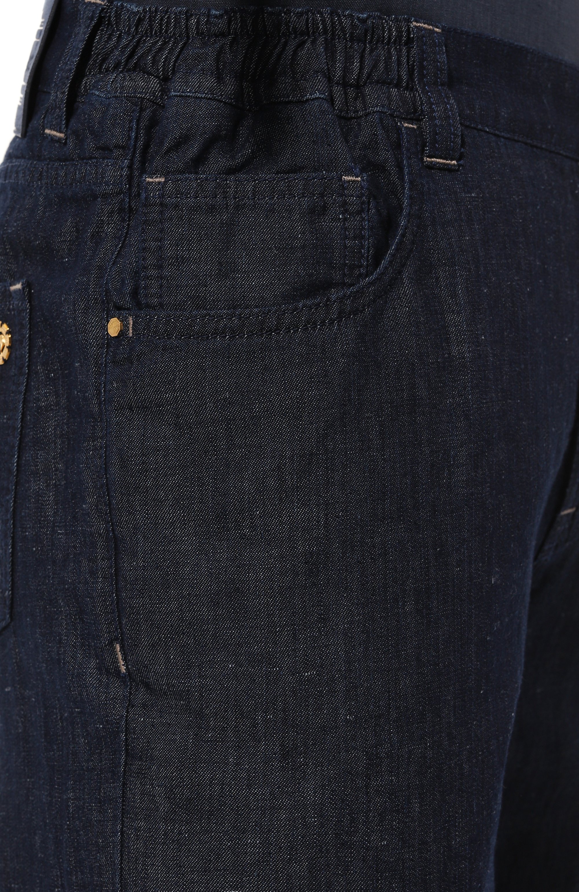 Брюки из хлопка и льна STEFANO RICCI темно-синего цвета по цене 108000 руб., арт. MFT41B1570/T205BL, фото 5 Брюки из хлопка и льна STEFANO RICCI, арт. MFT41B1570/T205BL, фото 5