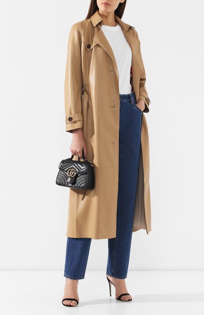 Пальто с поясом NANUSHKA бежевого цвета по цене 96200 руб., арт. CHIARA_PALE CARAMEL_VEGAN LEATHER, фото 2 Пальто с поясом NANUSHKA, арт. CHIARA_PALE CARAMEL_VEGAN LEATHER, фото 2