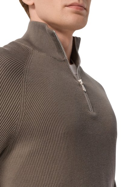 Хлопковый джемпер BRUNELLO CUCINELLI хаки цвета по цене 115000 руб., арт. M29400104, фото 5 Хлопковый джемпер BRUNELLO CUCINELLI, арт. M29400104, фото 5