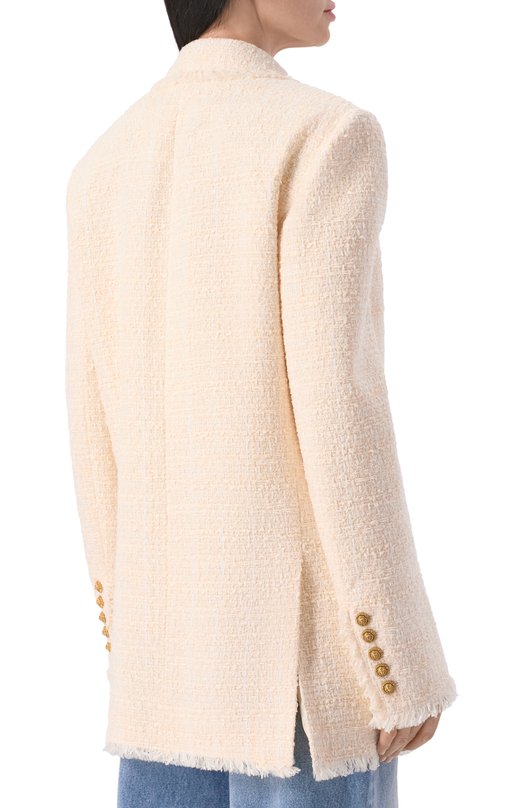 Твидовый жакет Balmain GF0SI661/XL96 Кремовый  GF0SI661/XL96 Фото 4