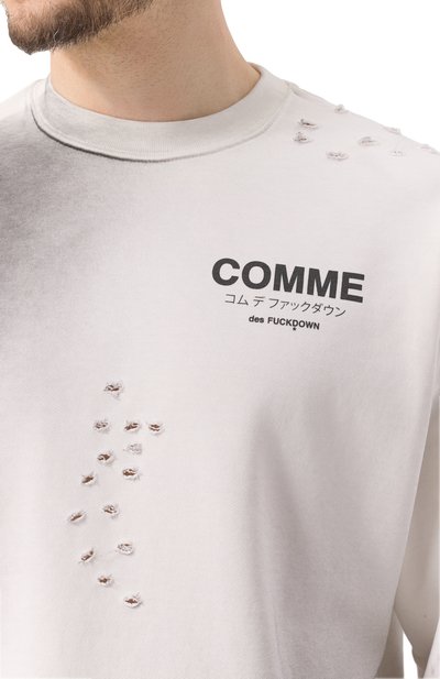 Хлопковый свитшот COMME DES FUCKDOWN белого цвета по цене 17850 руб., арт. CFABM01531, фото 5 Хлопковый свитшот COMME DES FUCKDOWN, арт. CFABM01531, фото 5