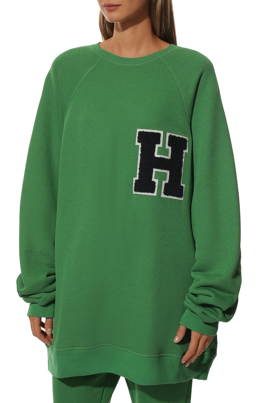Свитшот из хлопка и кашемира HALFBOY зеленого цвета по цене 49500 руб., арт. H04WFCR1302, фото 3 Свитшот из хлопка и кашемира HALFBOY, арт. H04WFCR1302, фото 3