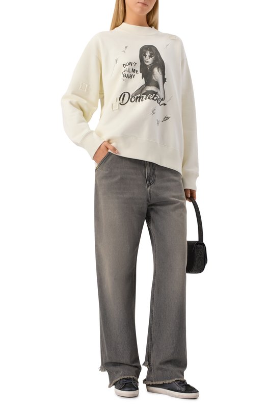 Хлопковый свитшот DOMREBEL CALL ME SWEATSHIRT Кремовый  CALL ME SWEATSHIRT Фото 2