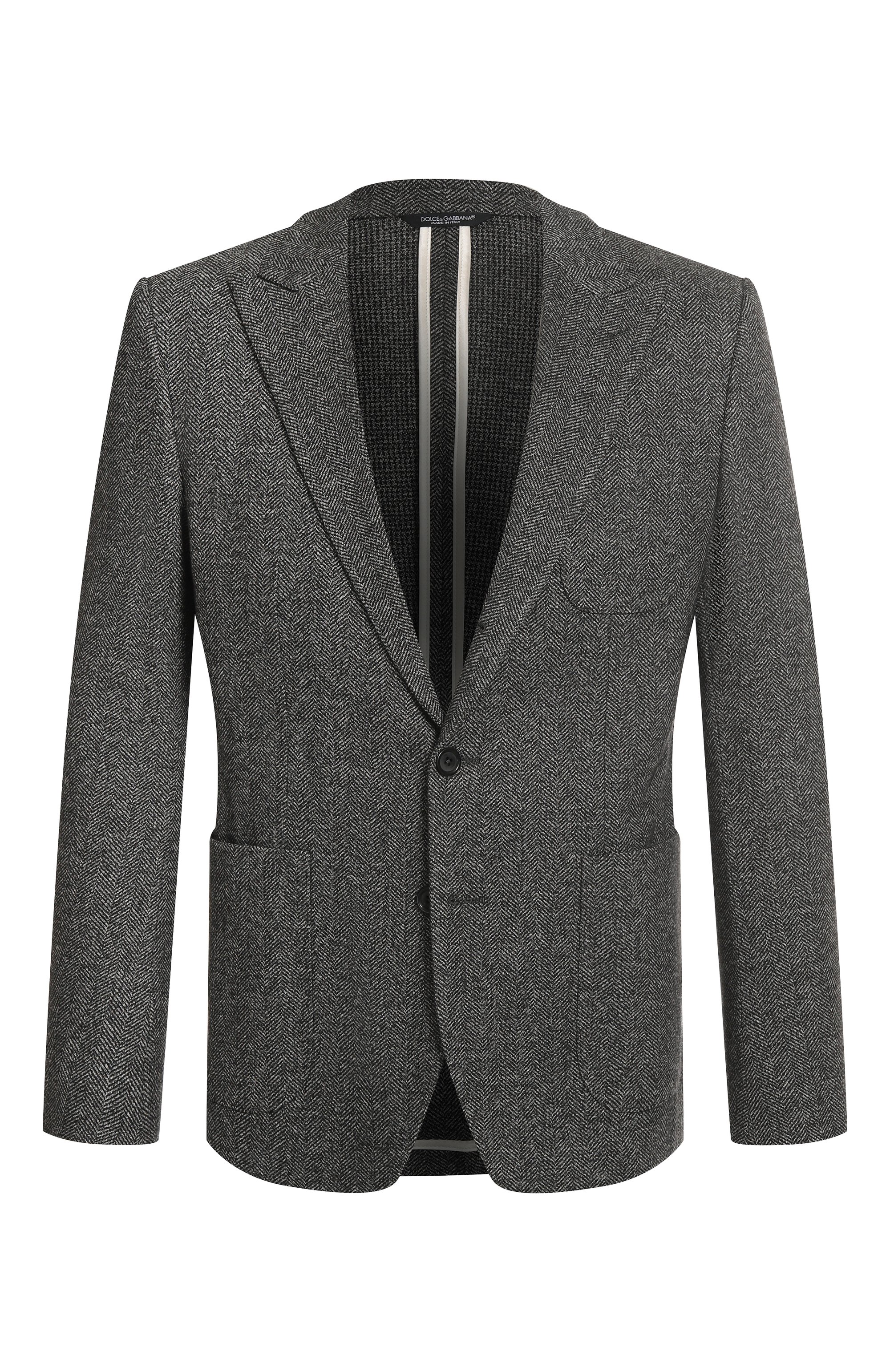 Пиджак из хлопка и шерсти DOLCE & GABBANA темно-серого цвета по цене 315500 руб., арт. G2VH2T/FC7AY, фото 1 Пиджак из хлопка и шерсти DOLCE & GABBANA, арт. G2VH2T/FC7AY, фото 1