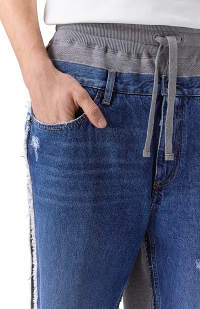 Комбинированные джоггеры DOLCE & GABBANA синего цвета по цене 175500 руб., арт. GP0P3D/GJ705, фото 5 Комбинированные джоггеры DOLCE & GABBANA, арт. GP0P3D/GJ705, фото 5