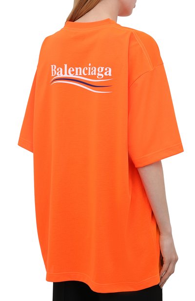 Футболка BALENCIAGA оранжевого цвета по цене 61500 руб., арт. 641655/TKVE8, фото 4 Футболка BALENCIAGA, арт. 641655/TKVE8, фото 4