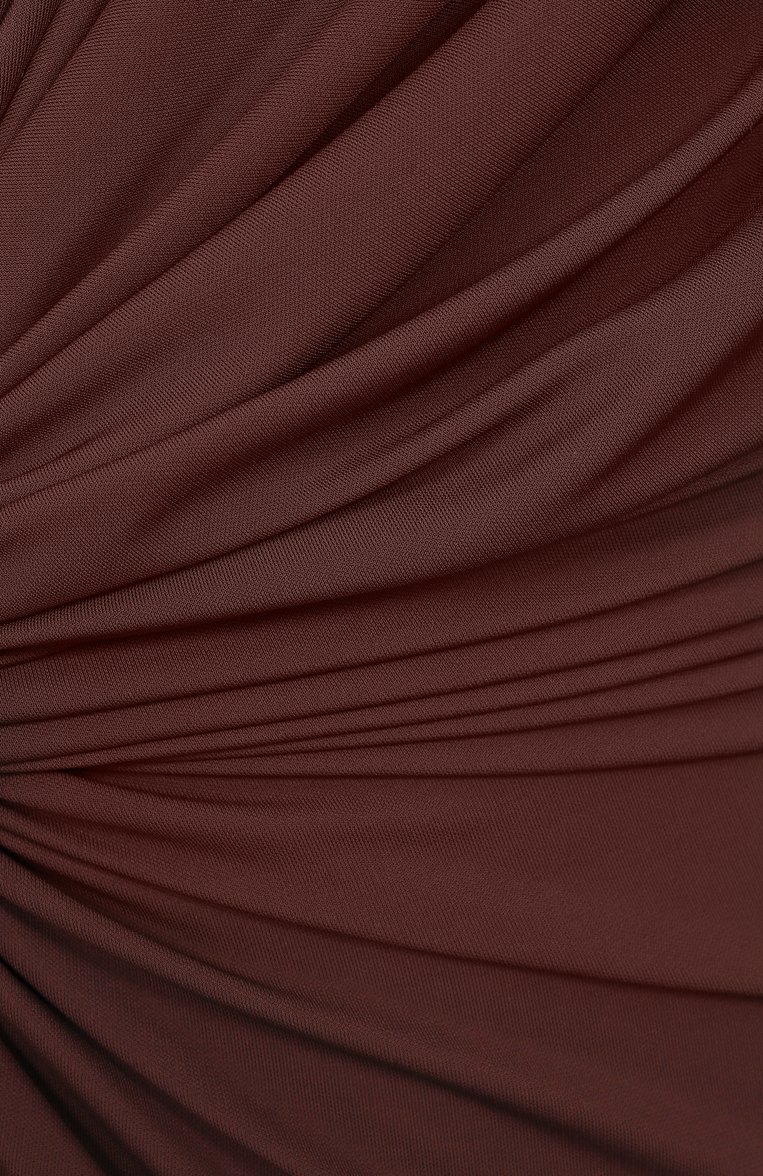 Женское платье из вискозы BOTTEGA VENETA коричневого цвета, арт. 810000/V4YX0 | Фото 6 (Длина Ж (юбки, платья, шорты): Миди; Материал внешний: Вискоза; Рукава: Длинные; Стили: Кэжуэл; Случай: Повседневный; Женское Кросс-КТ: Платье-одежда)