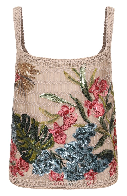 Топ из хлопка и шелка Elie Saab T0184PS25/YA036 Бежевый T0184PS25/YA036