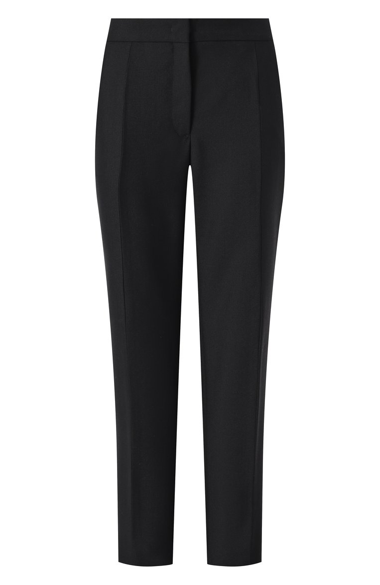 Женские шерстяные брюки JIL SANDER черного цвета, арт. J02KA0274-J40189 | Фото 1 (Материал внешний: Шерсть; Стили: Классический; Силуэт Ж (брюки и джинсы): Прямые; Женское Кросс-КТ: Брюки-одежда; Длина (брюки, джинсы): Стандартные; Автоматизация состава: Проставлено; Автоматизация ТО: Проставлено)