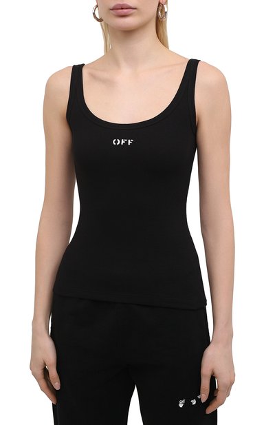 Хлопковая майка OFF-WHITE черного цвета по цене 27150 руб., арт. 0WAD072S21JER001, фото 3 Хлопковая майка OFF-WHITE, арт. 0WAD072S21JER001, фото 3