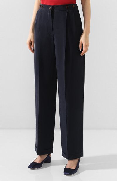 Шелковые брюки GIORGIO ARMANI темно-синего цвета по цене 221500 руб., арт. 0SHPP0AA/T01HI, фото 3 Шелковые брюки GIORGIO ARMANI, арт. 0SHPP0AA/T01HI, фото 3