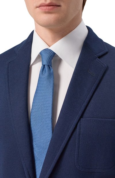 Галстук из шелка и льна CANALI синего цвета по цене 23150 руб., арт. 18/HJ04546, фото 2 Галстук из шелка и льна CANALI, арт. 18/HJ04546, фото 2