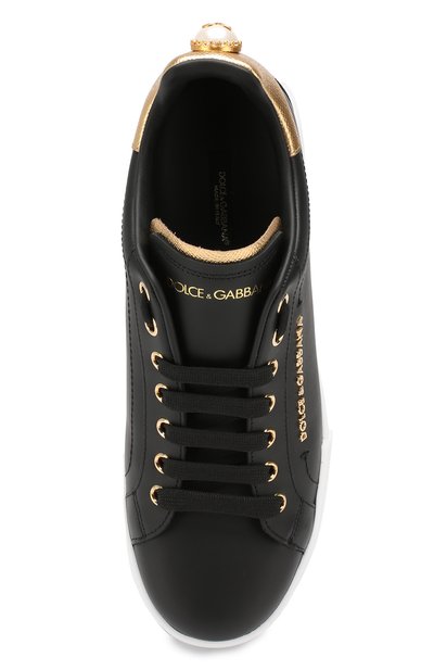 Кожаные кеды portofino DOLCE & GABBANA черного цвета по цене 89950 руб., арт. CK1602/AN298, фото 5 Кожаные кеды portofino DOLCE & GABBANA, арт. CK1602/AN298, фото 5
