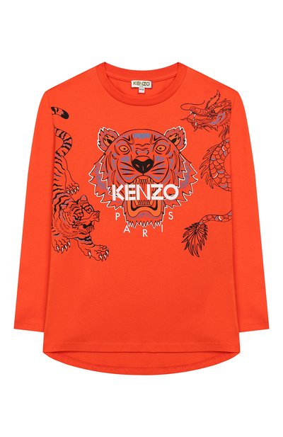 Хлопковый лонгслив KENZO оранжевого цвета по цене 4590 руб., арт. KP10698, фото 1 Хлопковый лонгслив KENZO, арт. KP10698, фото 1