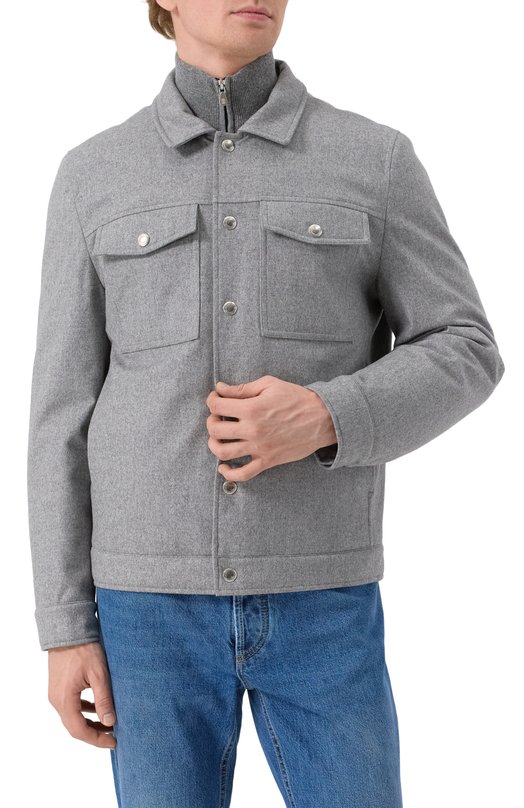 Утепленная куртка-рубашка Brunello Cucinelli MM4636447 Серый  MM4636447 Фото 3