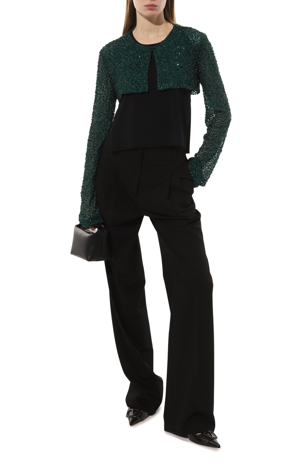 Жакет-болеро P.A.R.O.S.H. темно-зеленого цвета по цене 53950 руб., арт. GELEE-D431501, фото 2 Жакет-болеро P.A.R.O.S.H., арт. GELEE-D431501, фото 2