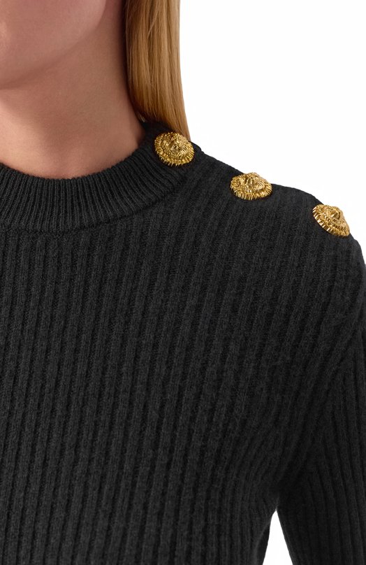 Пуловер из кашемира и шерсти Balmain FF0KD095/KJ17 Чёрный  FF0KD095/KJ17 Фото 5