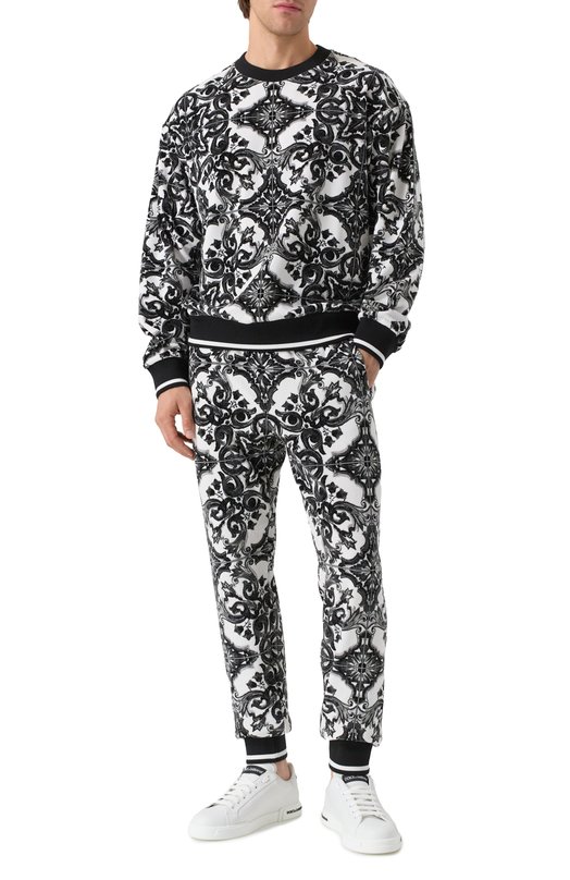 Хлопковый свитшот Dolce & Gabbana G9AHST/HJMP9 Чёрно-белый  G9AHST/HJMP9 Фото 2