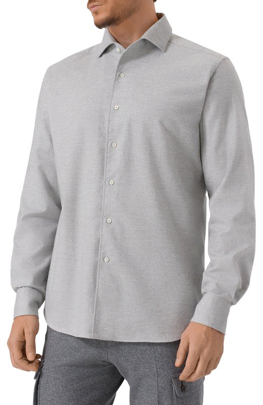 Рубашка из хлопка и кашемира Corneliani 26P156-2611629 Серый  26P156-2611629 Фото 3