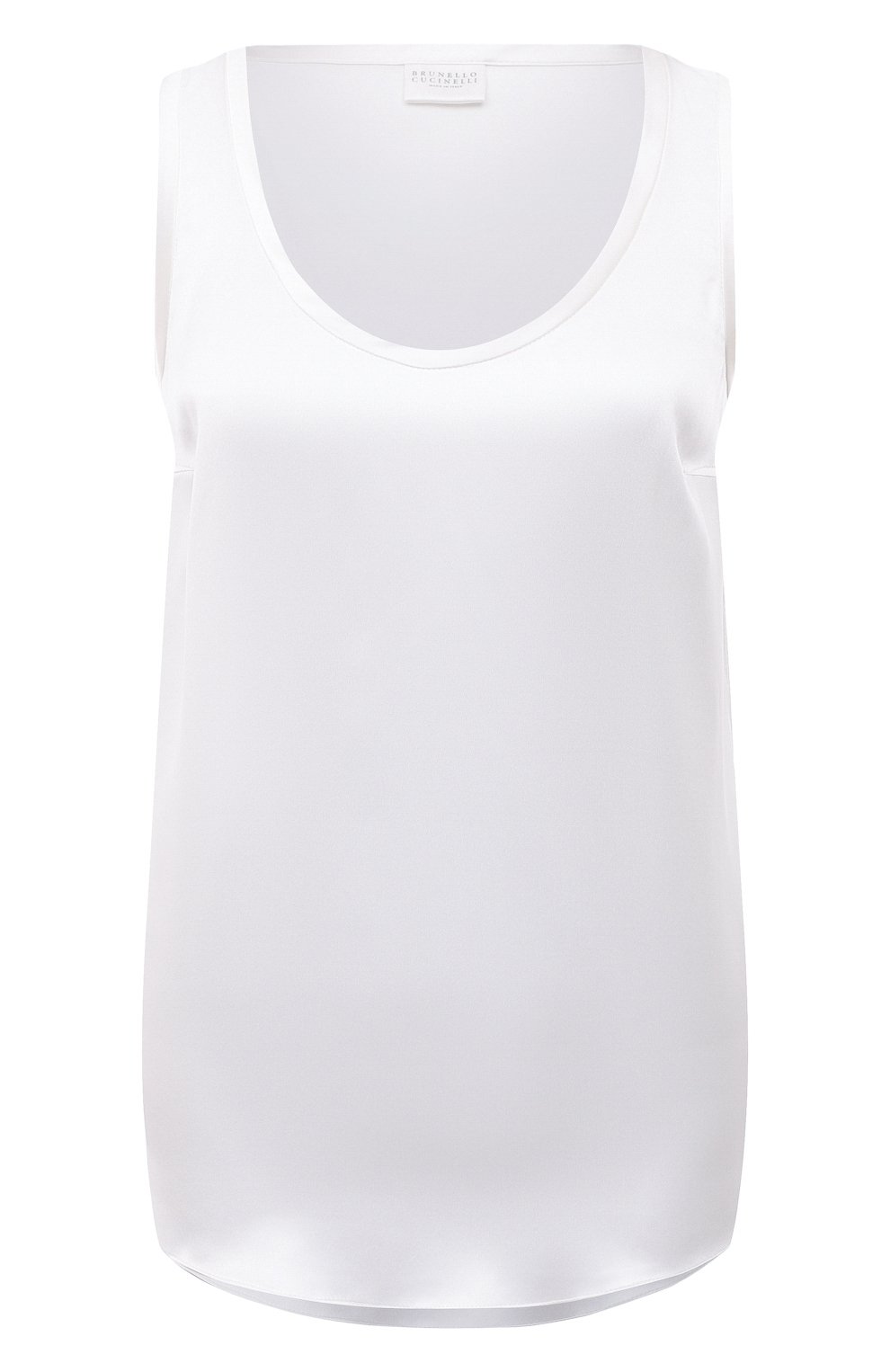 Шелковый топ BRUNELLO CUCINELLI белого цвета по цене 59950 руб., арт. M0C59E0600, фото 1 Шелковый топ BRUNELLO CUCINELLI, арт. M0C59E0600, фото 1
