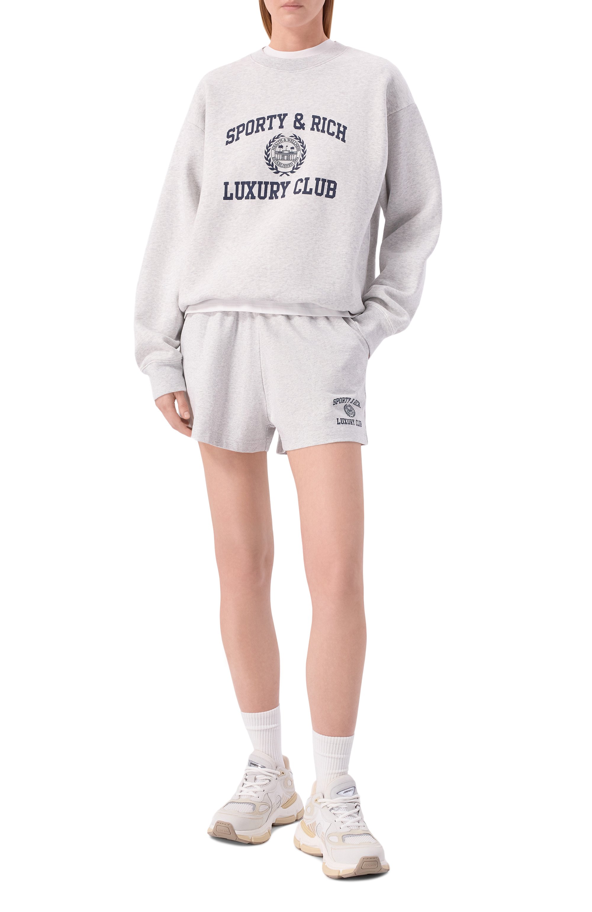 Хлопковые шорты luxury club SPORTY AND RICH, арт. SH0377842GY03/S&R LUXURY CLUB DISC0 SH0RT, фото 2