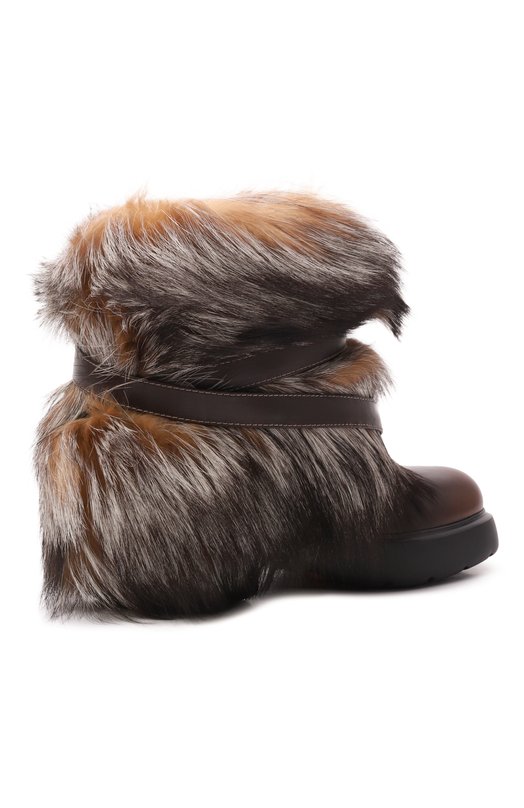 Полусапоги с мехом лисы Santoni WTEG71946SM0TGVY Коричневый  WTEG71946SM0TGVY Фото 5