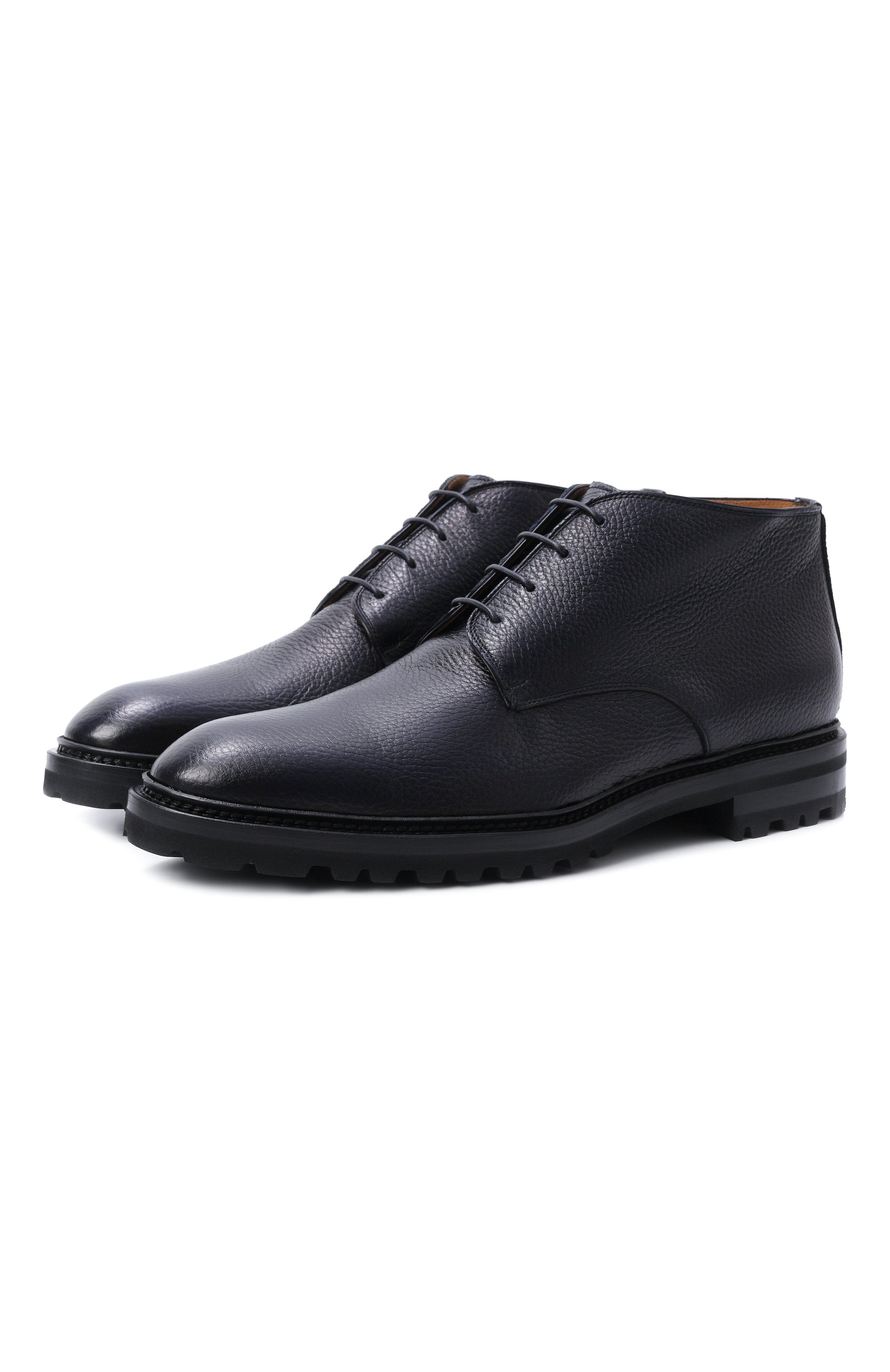 Кожаные ботинки KITON темно-синего цвета по цене 228500 руб., арт. USSA510N00126, фото 1 Кожаные ботинки KITON, арт. USSA510N00126, фото 1