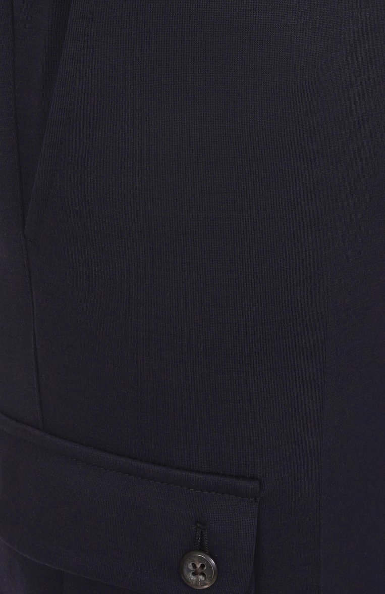 Мужские брюки-карго из шерсти и хлопка CORNELIANI темно-синего цвета, арт. 254L14-2518800 | Фото 6 (Материал внешний: Хлопок, Шерсть; Длина (брюки, джинсы): Стандартные; Силуэт М (брюки): Карго; Случай: Повседневный; Стили: Кэжуэл)