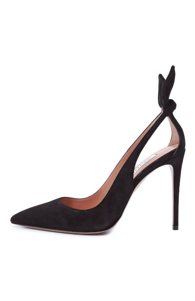 Замшевые туфли bow tie 105 AQUAZZURA черного цвета по цене 76950 руб., арт. DENHIGP0-SUE-F00, фото 4 Замшевые туфли bow tie 105 AQUAZZURA, арт. DENHIGP0-SUE-F00, фото 4