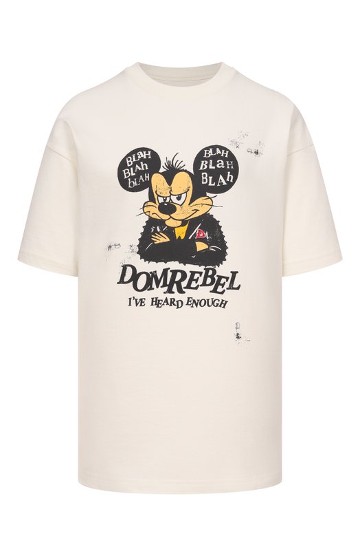 Хлопковая футболка DOMREBEL BLABLA/T-SHIRT Кремовый BLABLA/T-SHIRT
