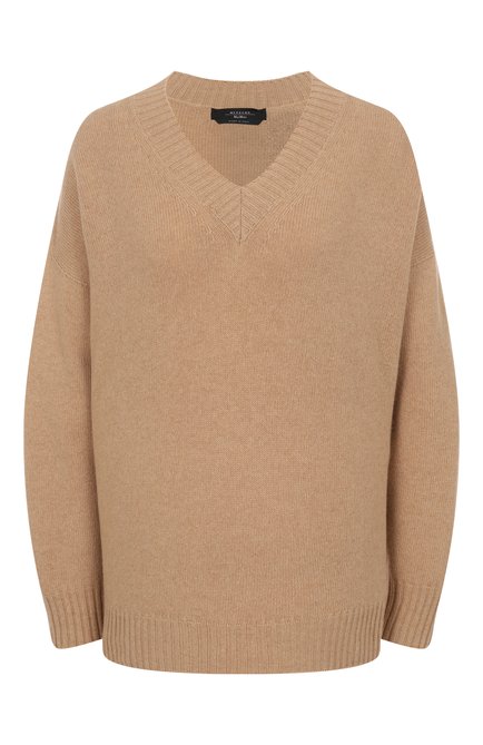 Женский пуловер из шерсти и вискозы WEEKEND MAX MARA бежевого цвета, арт. MESTRE | Фото 1 (Материал внешний: Шерсть; Автоматизация состава: Проставлено; Рукава: Длинные; Длина (для топов): Стандартные; Автоматизация ТО: Проставлено)