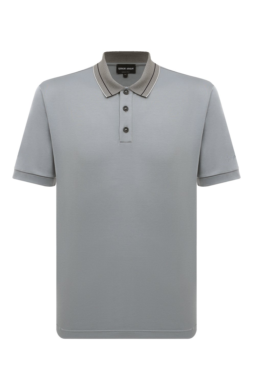 Хлопковое поло GIORGIO ARMANI серого цвета по цене 52750 руб., арт. 3DSF52/SJFBZ, фото 1 Хлопковое поло GIORGIO ARMANI, арт. 3DSF52/SJFBZ, фото 1