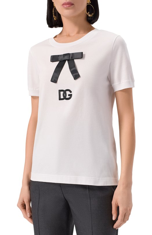 Хлопковая футболка Dolce & Gabbana F8V47Z/GDC4T Белый  F8V47Z/GDC4T Фото 3
