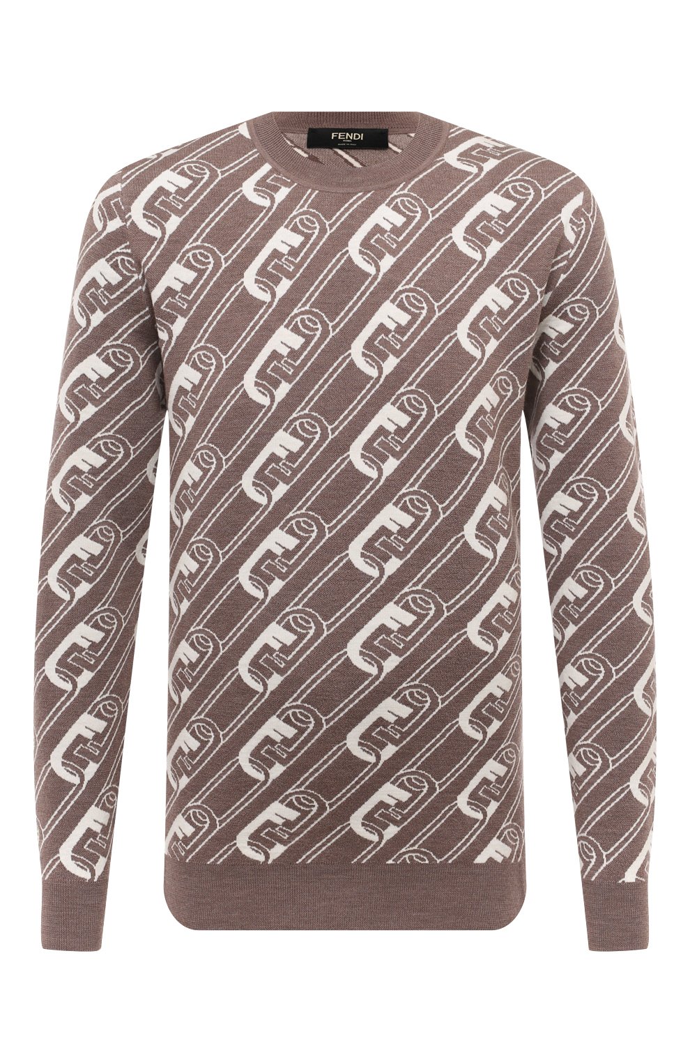 Шерстяной джемпер FENDI коричневого цвета по цене 87550 руб., арт. FZX061/AL3I/F0UHM, фото 1 Шерстяной джемпер FENDI, арт. FZX061/AL3I/F0UHM, фото 1